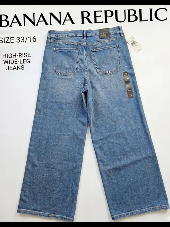 Banana Republic Blue Wide-Leg Denim Jeans NWT - Picture 8 of 9